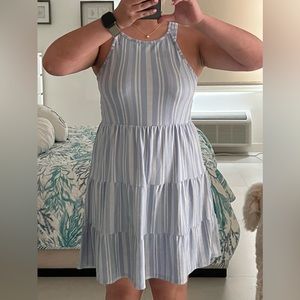 Blue and white striped sundress